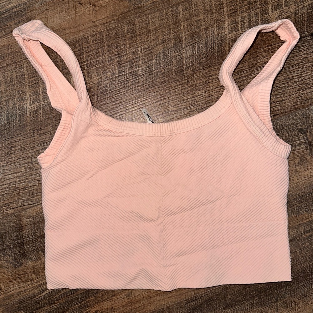 Nikibiki pink ribbed cropped tank